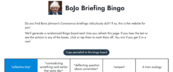 Screenshot of borisbingo.com